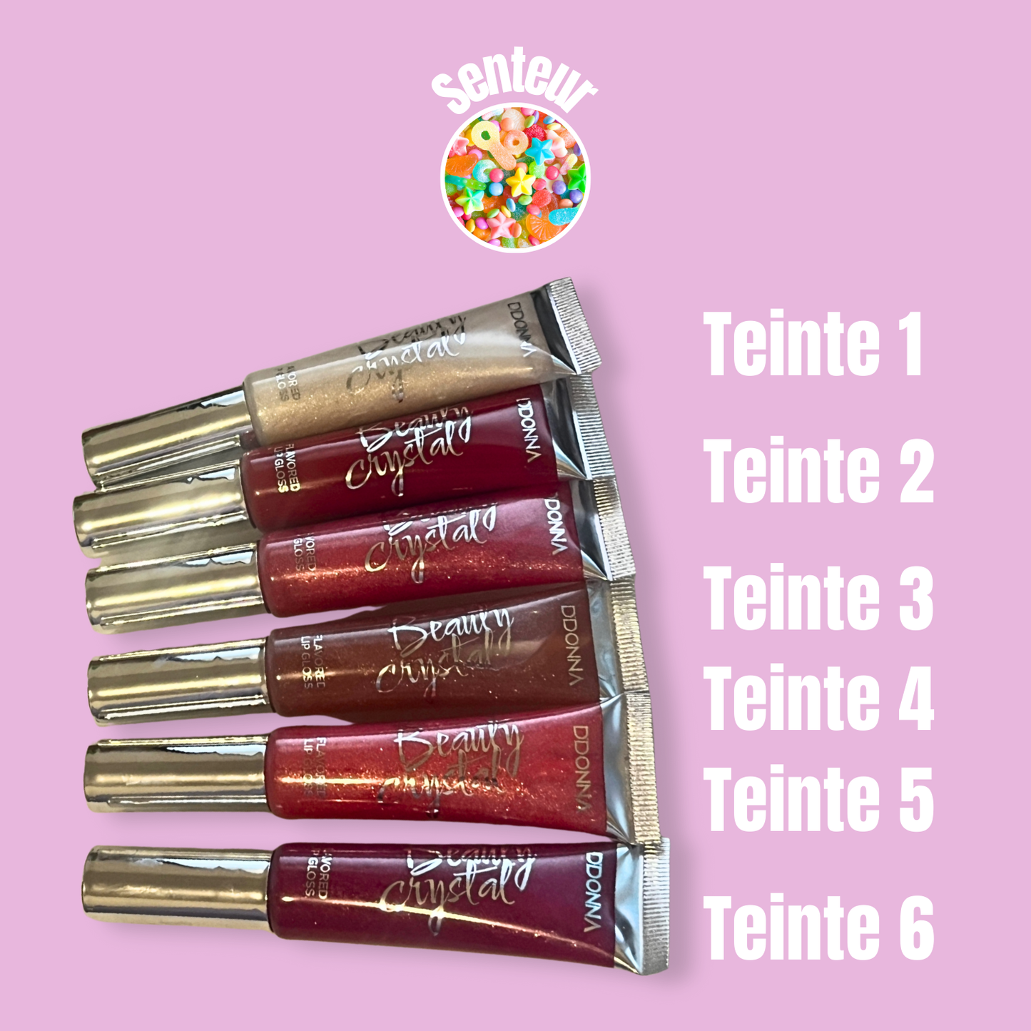 ✨ Beauty Crystal Lip Gloss – Brillance Cristalline & Senteur Gourmande (foncé)🍭